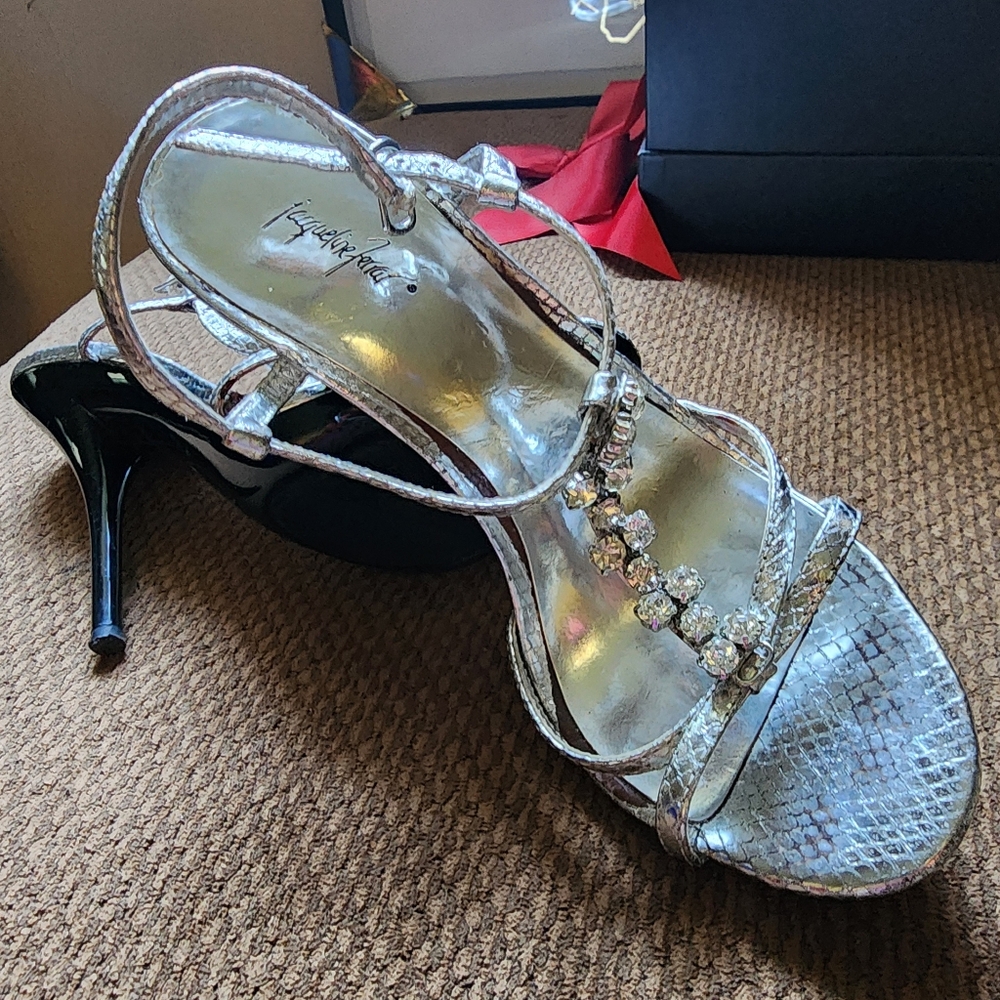 Elegant Silver Strappy Heels